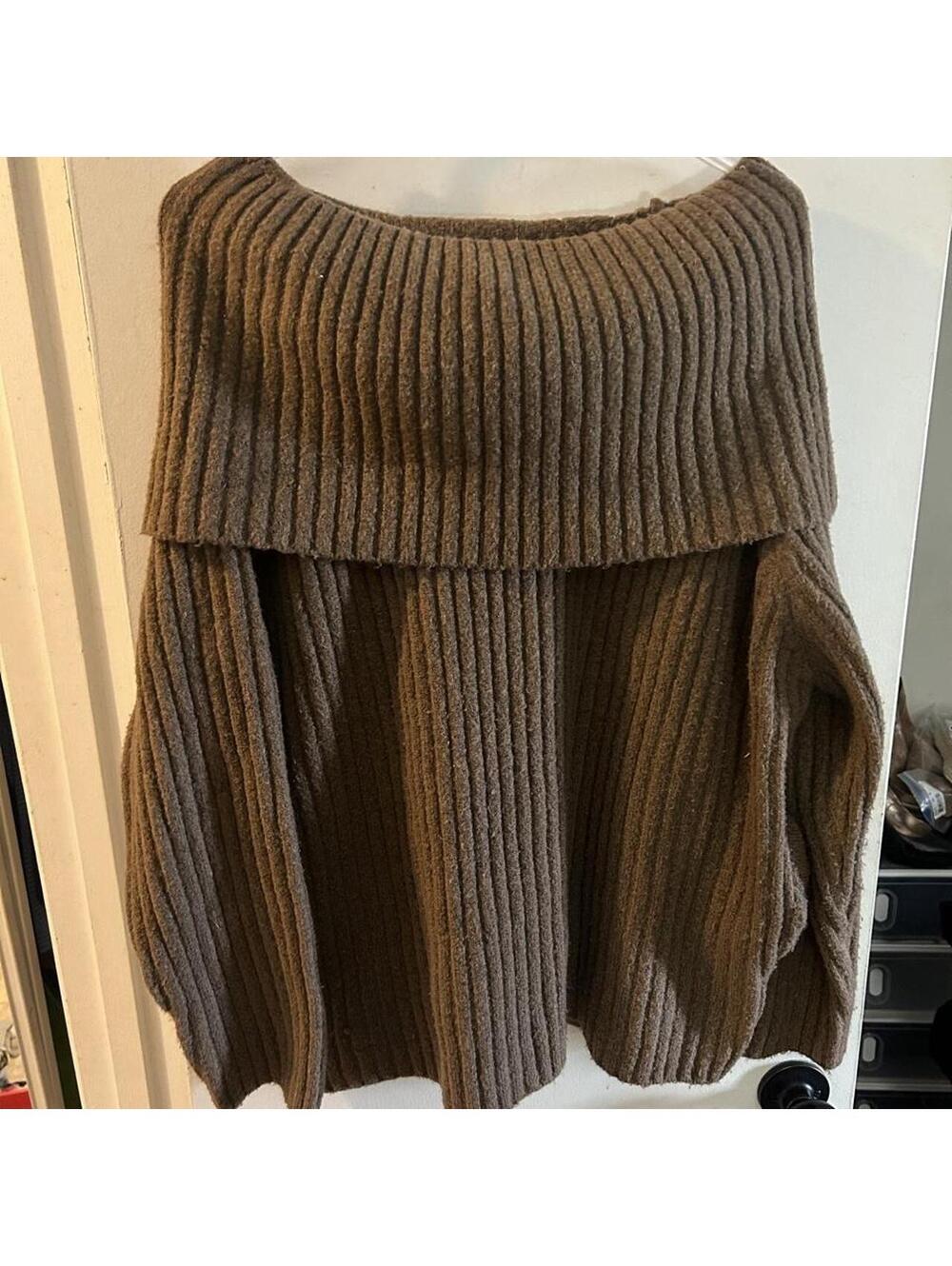 Listicle off the shoulder brown oversized winter sweater size L